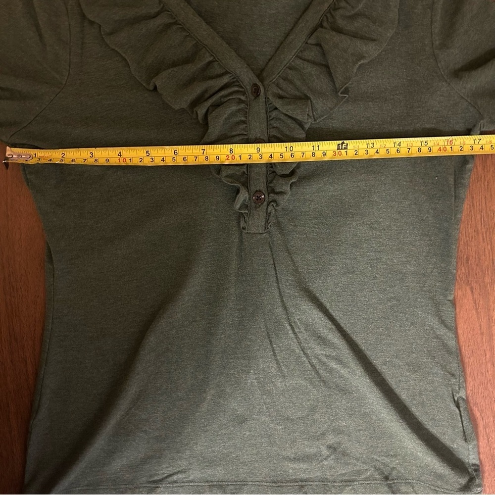 Brooks Brothers Women’s Small Dark Green Long Sleeve Top Ruffled Collar Shirt - Picture 8 of 10